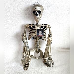 New Hyde and eek 36" Posable Skeleton Halloween Decorative Prop Champagne silver